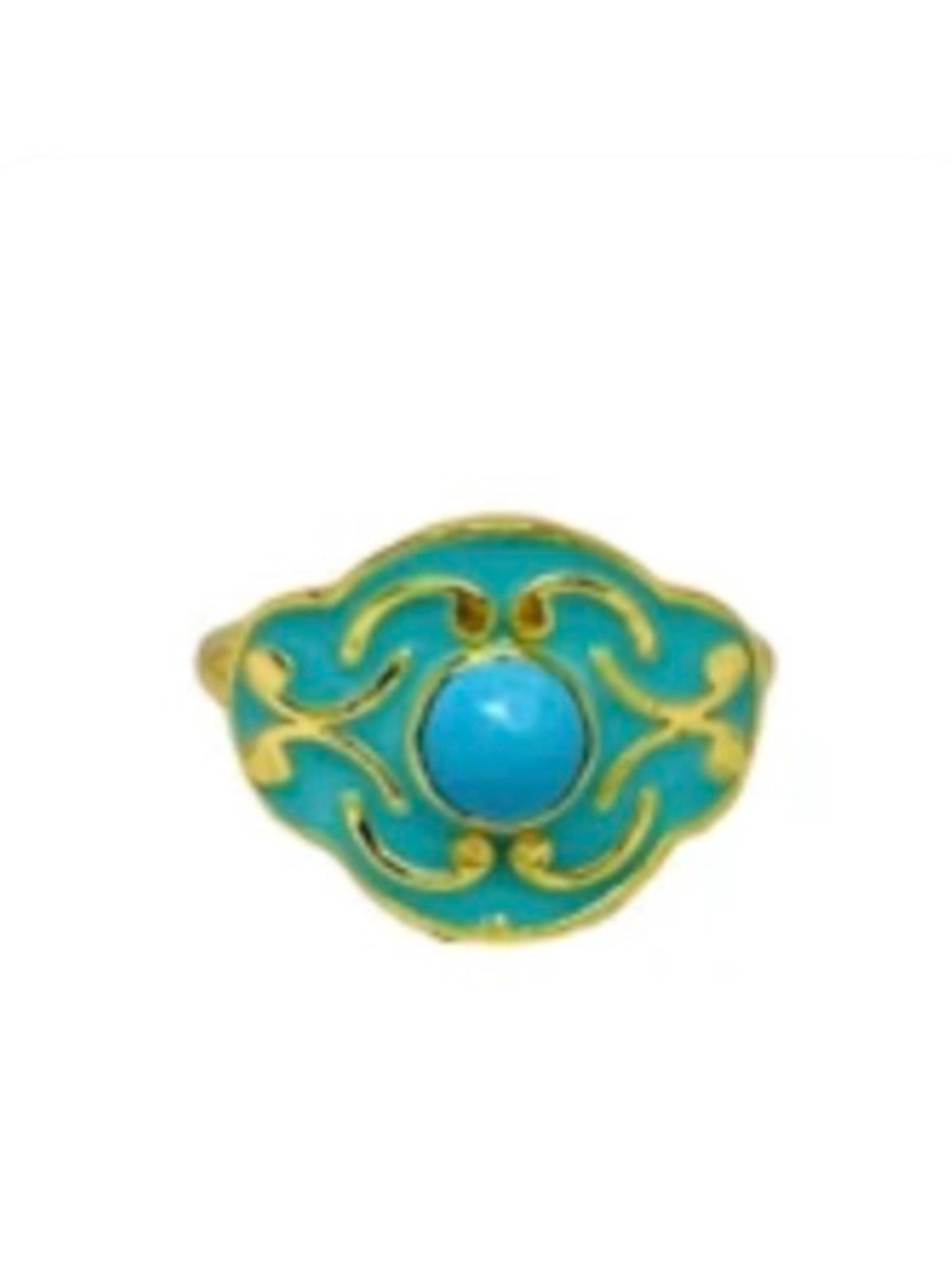 Art Deco Turquoise 14K Gold Vermeil Over Sterling Silver